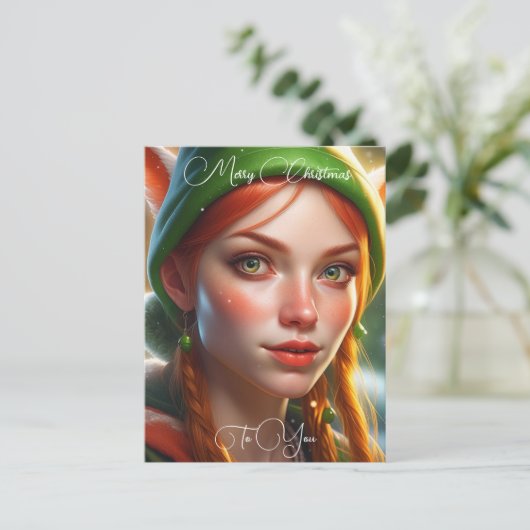 Vrolijk kerstfeest voor u | Schattige elf Briefkaart (Staand voorkant)