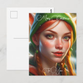 Vrolijk kerstfeest voor u | Schattige elf Briefkaart (Voorkant / Achterkant)