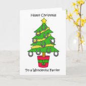 Vrolijk kerstfeest voor Varrier, Cartoon Boom. Kaart (Gele Bloem)