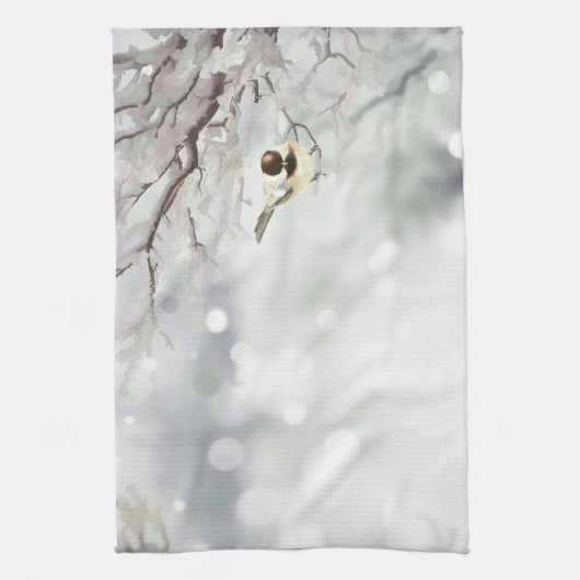 Vrolijk kerstfeest-vorst traditionele vogel theedoek (Verticaal)