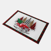 Vrolijk kerstfeest vrachtwagen en bomen deurmat (Schuin)