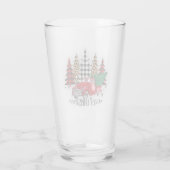 Vrolijk kerstfeest vrachtwagen en bomen glas (Achterkant)