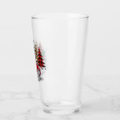 Vrolijk kerstfeest vrachtwagen en bomen glas (Links)