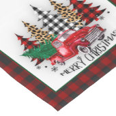 Vrolijk kerstfeest vrachtwagen en bomen korte tafelloper (Hoek)