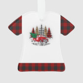 Vrolijk kerstfeest vrachtwagen en bomen ornament (achterkant)