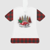 Vrolijk kerstfeest vrachtwagen en bomen ornament (voorkant)