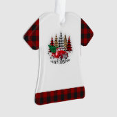 Vrolijk kerstfeest vrachtwagen en bomen ornament (voorkant)