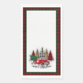 Vrolijk kerstfeest vrachtwagen en bomen servet (Voorkant)