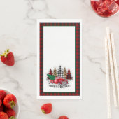 Vrolijk kerstfeest vrachtwagen en bomen servet (Insitu)