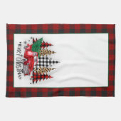 Vrolijk kerstfeest vrachtwagen en bomen theedoek (Horizontaal)