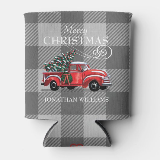 Vrolijk kerstfeest  vrachtwagenmonogram blikjeskoeler (Voorkant)