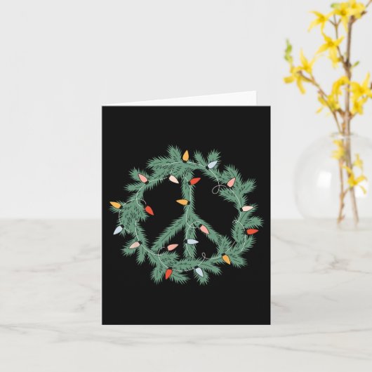 Vrolijk Kerstfeest Vredesteken Lights Funny Retro Kaart (Gele Bloem)