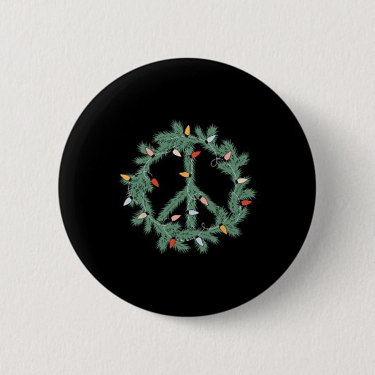 Vrolijk Kerstfeest Vredesteken Lights Funny Retro Ronde Button 5,7 Cm (Voorkant)