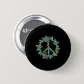 Vrolijk Kerstfeest Vredesteken Lights Funny Retro Ronde Button 5,7 Cm (Voorkant /achterkant)