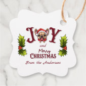 Vrolijk Kerstfeest Vreugde Schattige Franse Bulldo Bedankjes Labels (Achterkant)