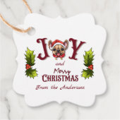 Vrolijk Kerstfeest Vreugde Schattige Franse Bulldo Bedankjes Labels (Voorkant)