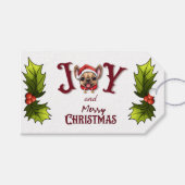 Vrolijk Kerstfeest Vreugde Schattige Franse Bulldo Cadeaulabel (Voorkant (Horizontaal))