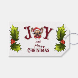 Vrolijk Kerstfeest Vreugde Schattige Franse Bulldo Cadeaulabel