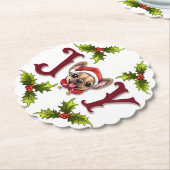 Vrolijk Kerstfeest Vreugde Schattige Franse Bulldo Kartonnen Onderzetters (Gekanteld)