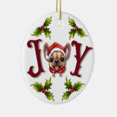 Vrolijk Kerstfeest Vreugde Schattige Franse Bulldo Keramisch Ornament (Rechts)