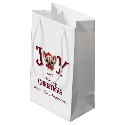 Vrolijk Kerstfeest Vreugde Schattige Franse Bulldo Klein Cadeauzakje (Achterkant Gekanteld)
