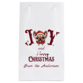 Vrolijk Kerstfeest Vreugde Schattige Franse Bulldo Klein Cadeauzakje (Voorkant)