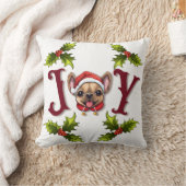 Vrolijk Kerstfeest Vreugde Schattige Franse Bulldo Kussen (Deken)