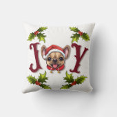 Vrolijk Kerstfeest Vreugde Schattige Franse Bulldo Kussen (Achterkant)