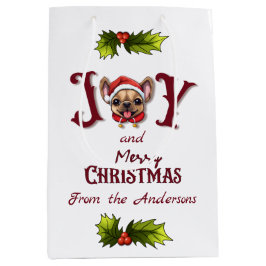 Vrolijk Kerstfeest Vreugde Schattige Franse Bulldo Medium Cadeauzakje