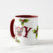 Vrolijk Kerstfeest Vreugde Schattige Franse Bulldo Mok (Voorkant links)