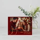 Vrolijk kerstfeest, vreugdebegroeting briefkaart (Staand Voorkant)