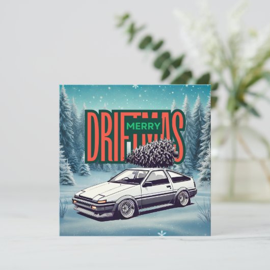 (Vrolijk Kerstfeest) Vrolijk Driftmas - Hachiroku Feestdagenkaart (Staand voorkant)