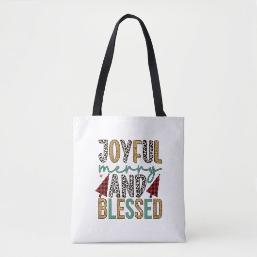 Vrolijk Kerstfeest Vrolijk en gezegend Tote Bag (Voorkant)