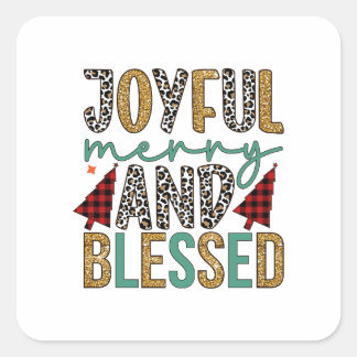 Vrolijk Kerstfeest Vrolijk en gezegend Vierkante Sticker