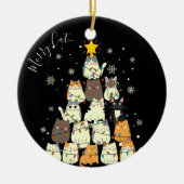 Vrolijk Kerstfeest Vrolijk Kat-Mas Kat Boom Keramisch Ornament (Voorkant)