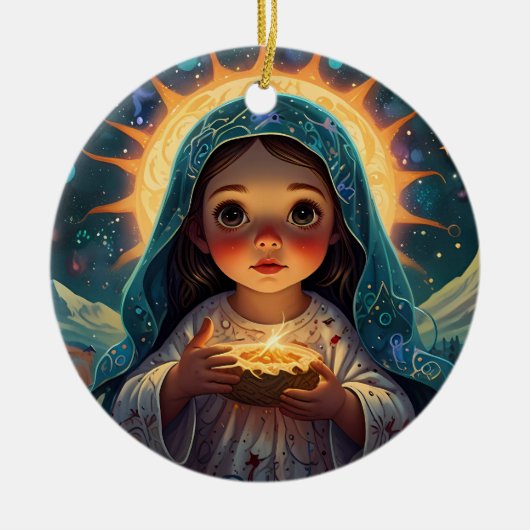 Vrolijk kerstfeest vrolijk seizoen keramisch ornament (Voorkant)