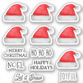 vrolijk kerstfeest. Vrolijke Sinterklaas rood pet Sticker (Voorkant)