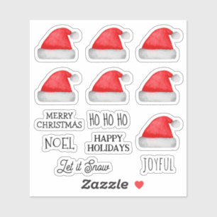 vrolijk kerstfeest. Vrolijke Sinterklaas rood pet Sticker