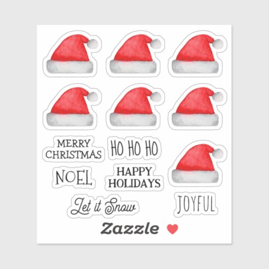 vrolijk kerstfeest. Vrolijke Sinterklaas rood pet Sticker (Vel)