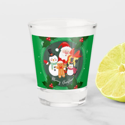 Vrolijk kerstfeest, vrolijke vakantie shot glas (Voorkant)