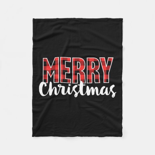 Vrolijk Kerstfeest Vrouwen Mannen Kinder Rode Buff Fleece Deken (Voorkant)