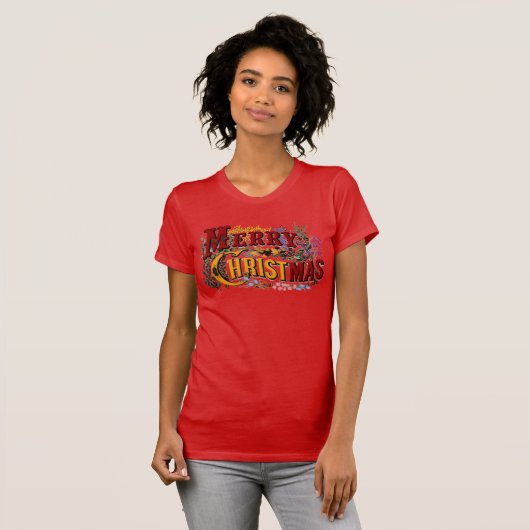 Vrolijk Kerstfeest Vrouwen Shirten T-shirt (Voorkant volledig)