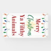 Vrolijk Kerstfeest Vuile Dieren Vakantie Spandoek (Horizontaal)