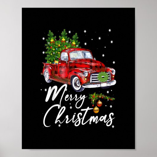 Vrolijk kerstfeest  Wagon Red Truck Tree Pajam Poster (Voorkant)