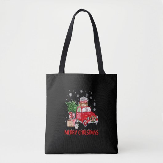 Vrolijk kerstfeest  Wagon Red Truck Tree-programma Tote Bag (Voorkant)