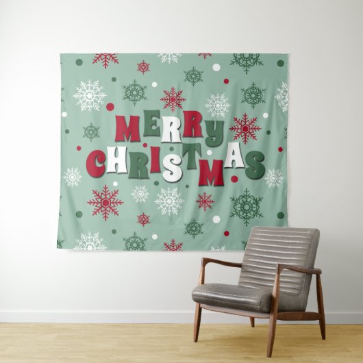 Vrolijk kerstfeest wandkleed (In Situ (horizontaal))
