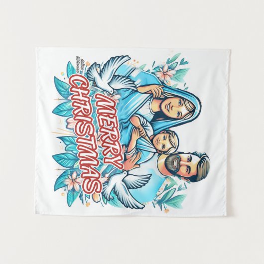 Vrolijk kerstfeest wandkleed (Voorkant (horizontaal))