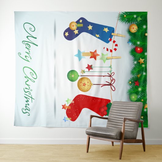 Vrolijk kerstfeest wandkleed (In Situ (horizontaal))