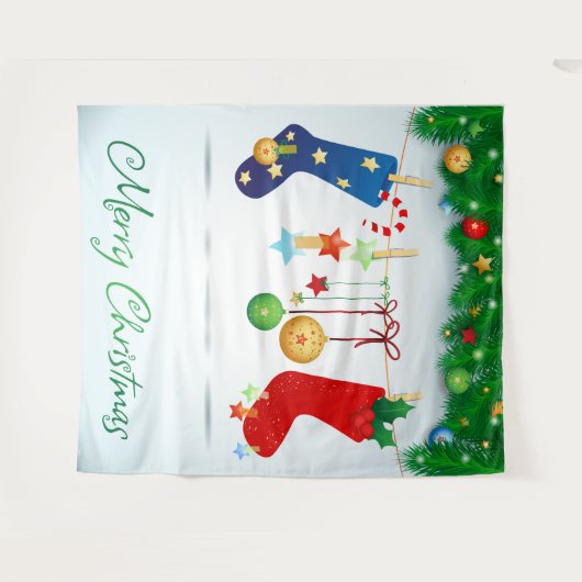 Vrolijk kerstfeest  wandkleed (Voorkant (horizontaal))