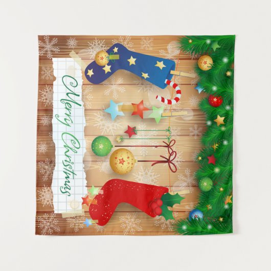 Vrolijk kerstfeest wandkleed (Voorkant (horizontaal))